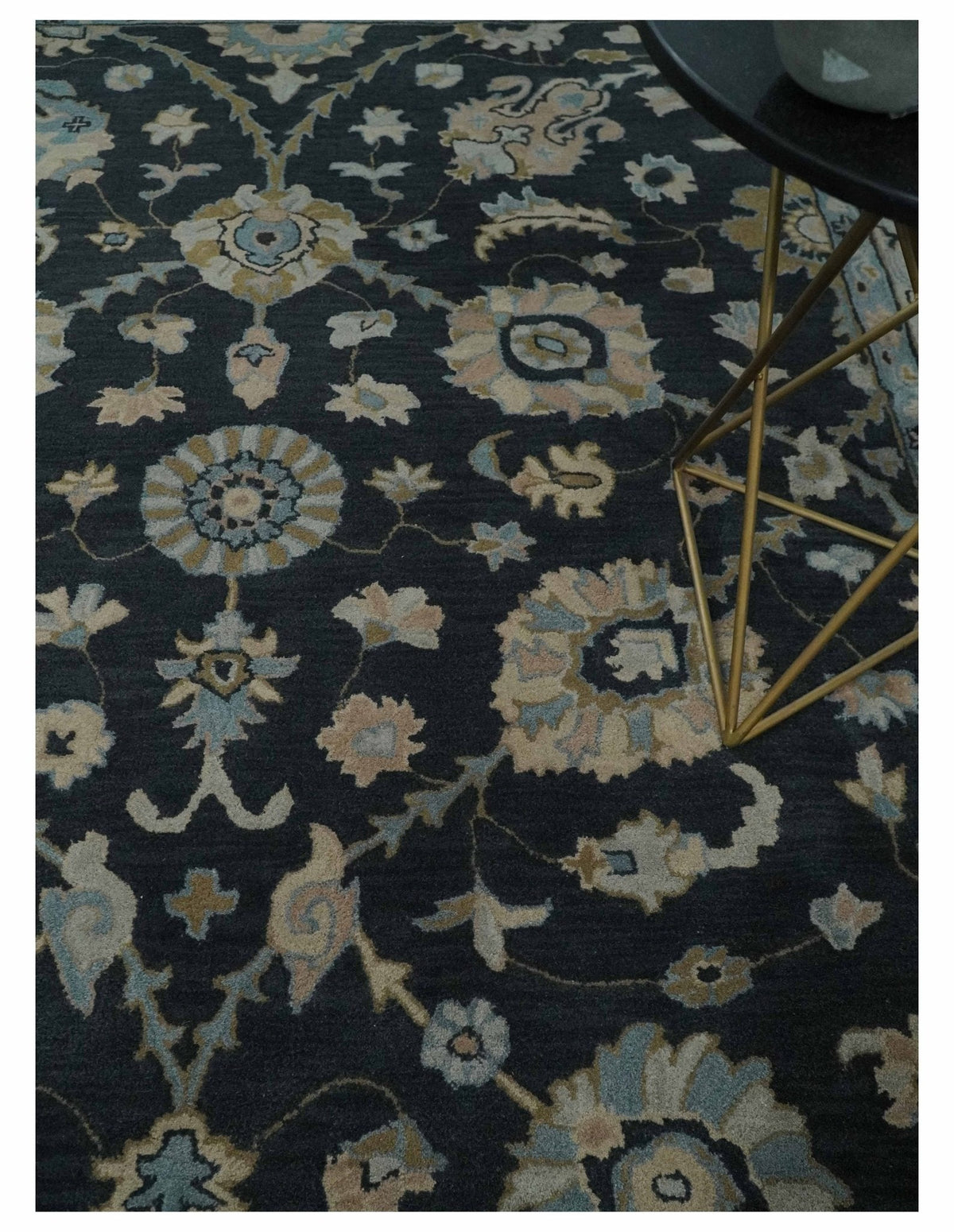Hand Tufted Black and Silver Modern Turkish Oushak Multi size wool Area Rug, Kids, Living Room and Bedroom Rug.