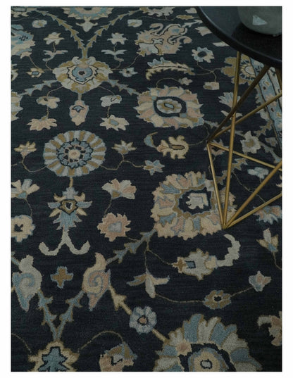 Hand Tufted Black and Silver Modern Turkish Oushak Multi size wool Area Rug, Kids, Living Room and Bedroom Rug.