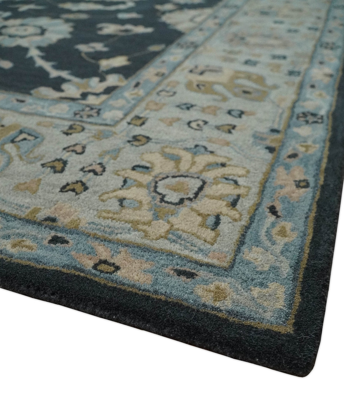 Hand Tufted Black and Silver Modern Turkish Oushak Multi size wool Area Rug, Kids, Living Room and Bedroom Rug.