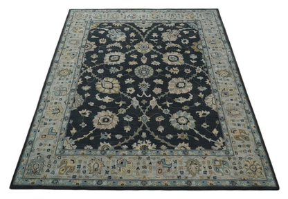 Hand Tufted Black and Silver Modern Turkish Oushak Multi size wool Area Rug, Kids, Living Room and Bedroom Rug.