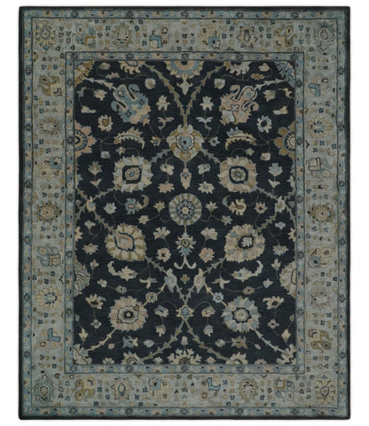 Hand Tufted Black and Silver Modern Turkish Oushak Multi size wool Area Rug, Kids, Living Room and Bedroom Rug.