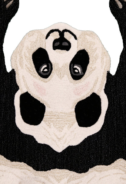 Hand Tufted Black Animal Panda 3x5 Wool Area Rug.