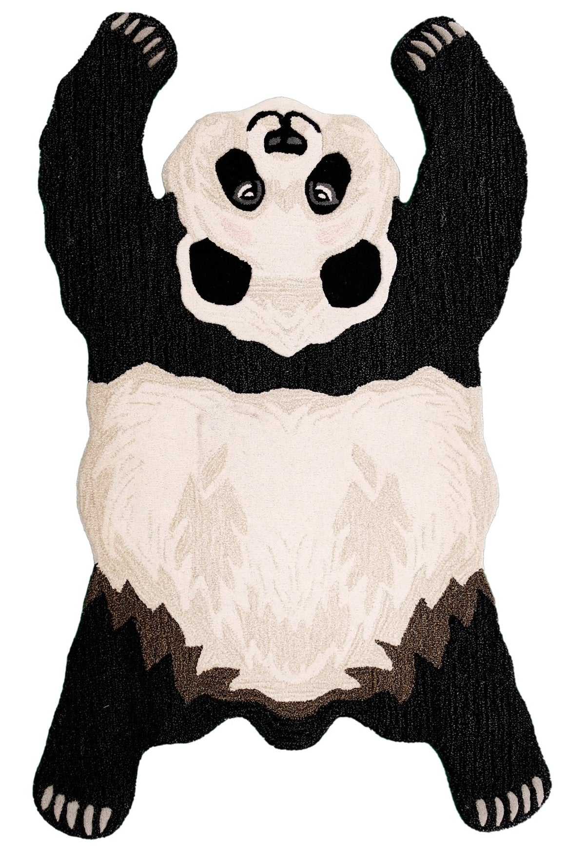 Hand Tufted Black Animal Panda 3x5 Wool Area Rug.