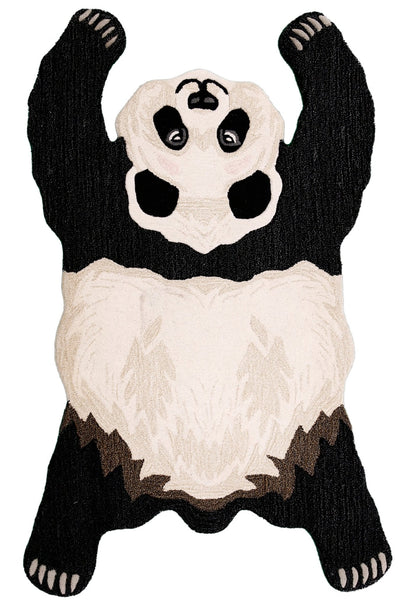 Hand Tufted Black Animal Panda 3x5 Wool Area Rug.