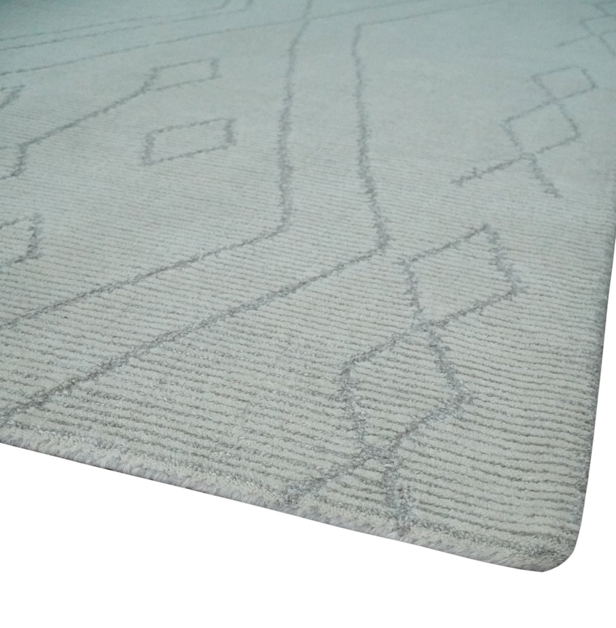 Hand Tufted Ivory Traditional Geometrical Moroccan Design Custom Made Rug.