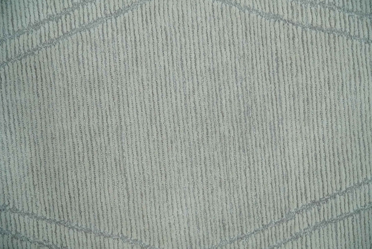 Hand Tufted Ivory Traditional Geometrical Moroccan Design Custom Made Rug.