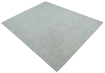 Hand Tufted Ivory Traditional Geometrical Moroccan Design Custom Made Rug.