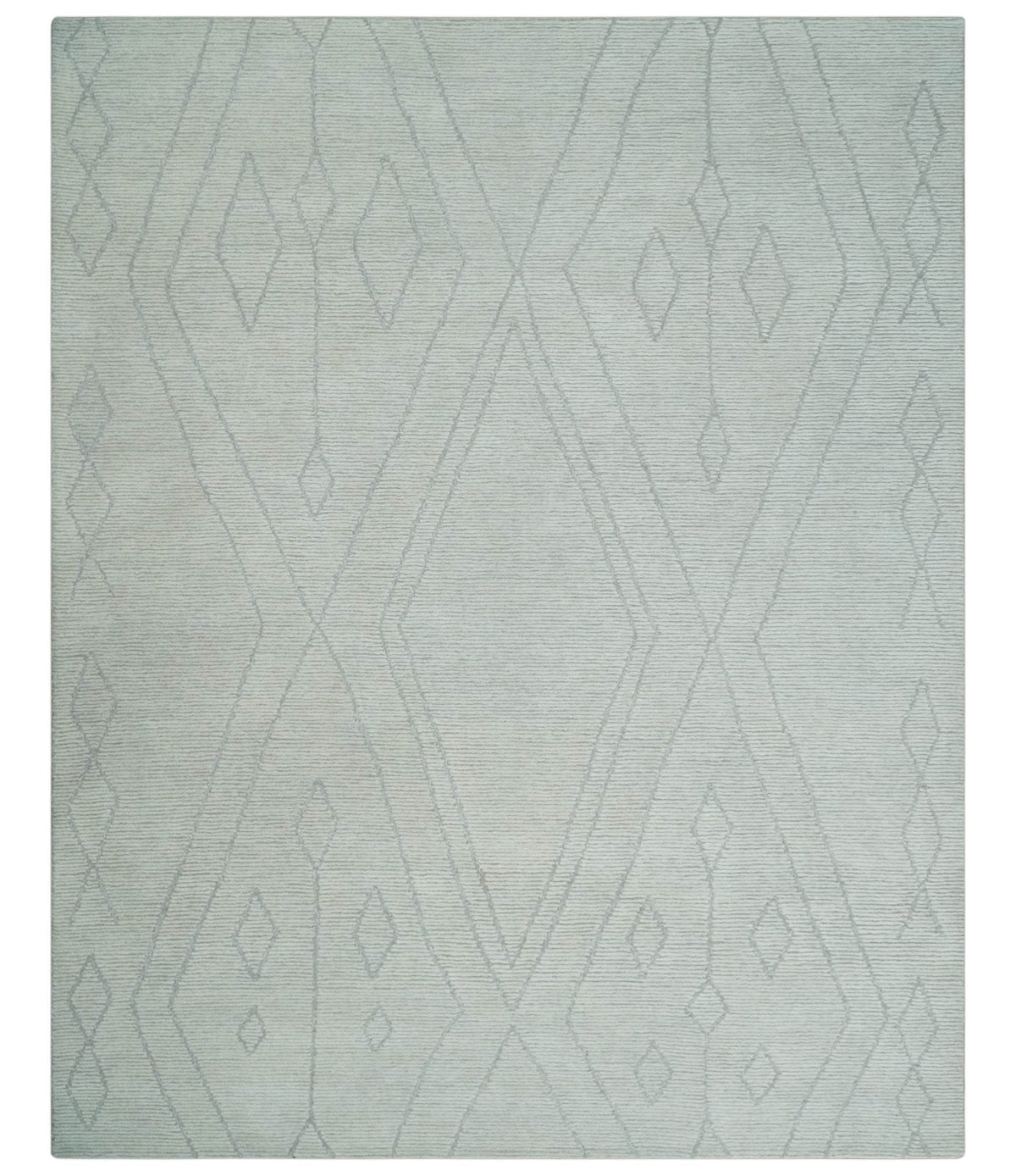 Hand Tufted Ivory Traditional Geometrical Moroccan Design Custom Made Rug.