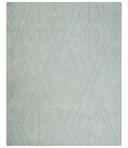 Hand Tufted Ivory Traditional Geometrical Moroccan Design Custom Made Rug.