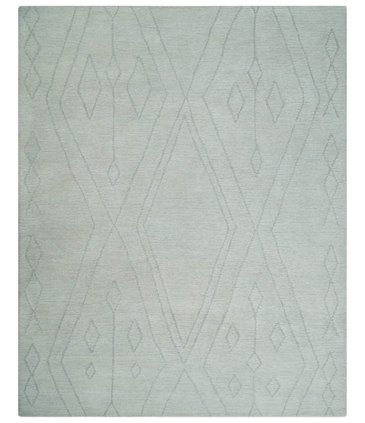 Hand Tufted Ivory Traditional Geometrical Moroccan Design Custom Made Rug.