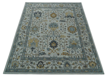 Hand Tufted Silver and Blue Donegal Oushak Rug, Multi Size Living Room and Bedroom Rug.