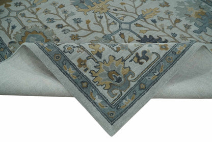 Hand Tufted Silver and Blue Donegal Oushak Rug, Multi Size Living Room and Bedroom Rug.