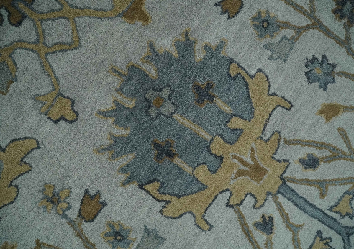 Hand Tufted Silver and Blue Donegal Oushak Rug, Multi Size Living Room and Bedroom Rug.