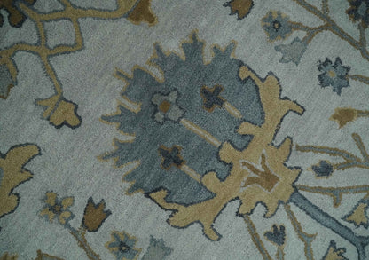 Hand Tufted Silver and Blue Donegal Oushak Rug, Multi Size Living Room and Bedroom Rug.