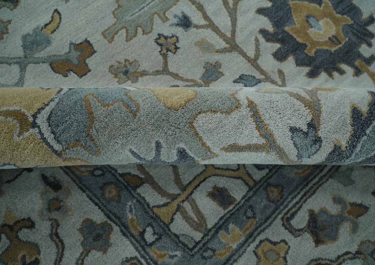 Hand Tufted Silver and Blue Donegal Oushak Rug, Multi Size Living Room and Bedroom Rug.