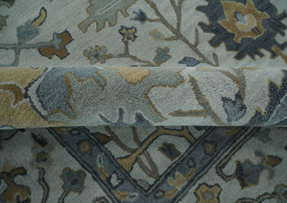 Hand Tufted Silver and Blue Donegal Oushak Rug, Multi Size Living Room and Bedroom Rug.