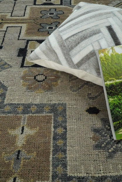 Vintage Distressed Hand Knotted Traditional Heriz Camel Custom Made wool Area Rug.