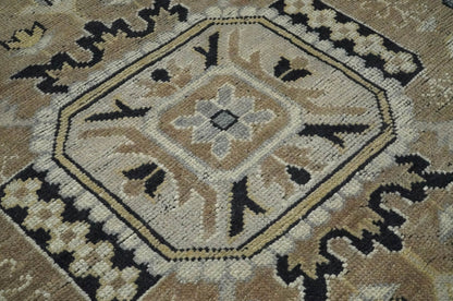 Vintage Distressed Hand Knotted Traditional Heriz Camel Custom Made wool Area Rug.