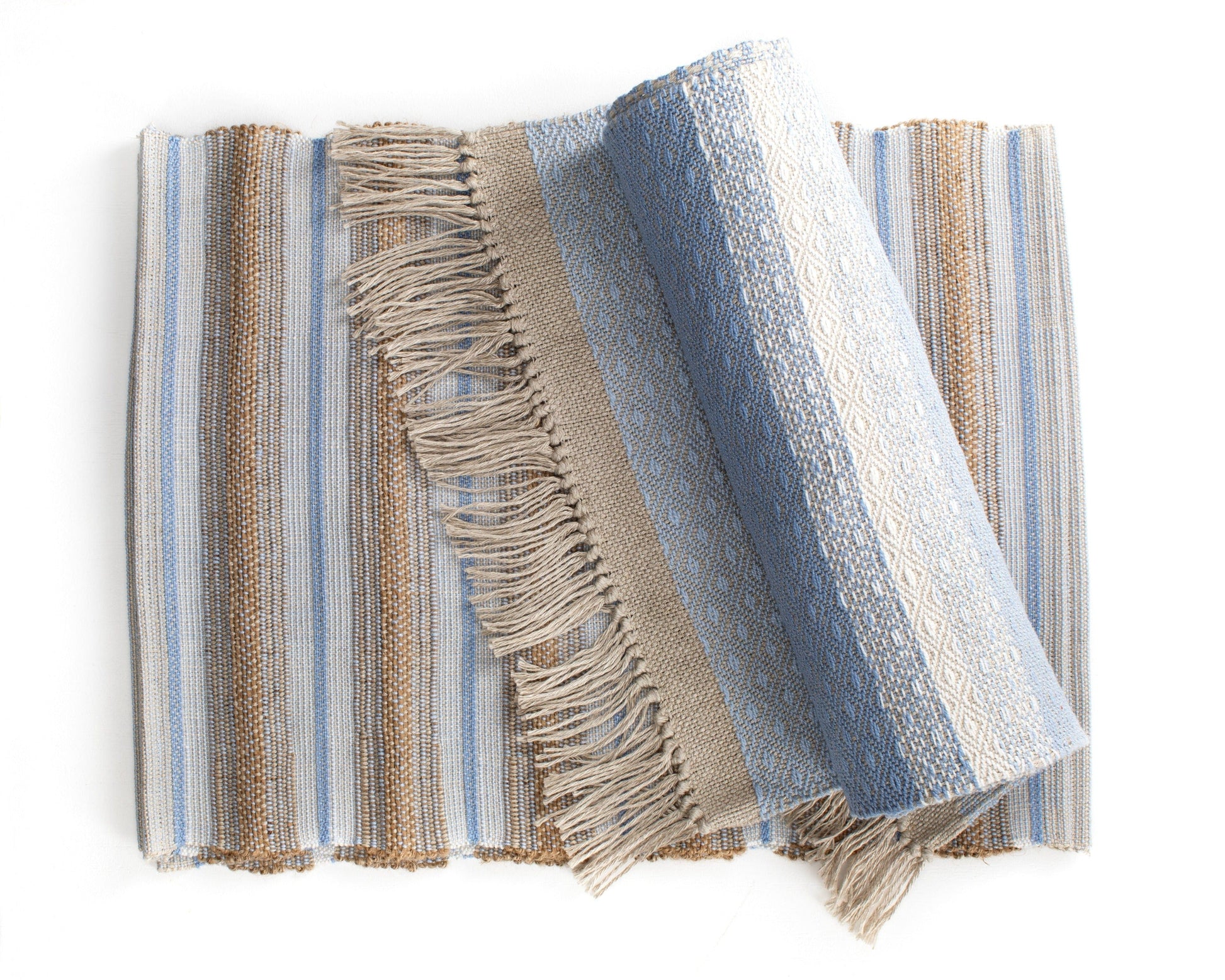The Carpentry Shop Co. Handmade Woven Placemats & Table Runners by Local Artisan in Signature Light Blue