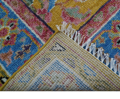 Hanoi Oriental Design Mustard Hand Knotted Wool Area Rug.