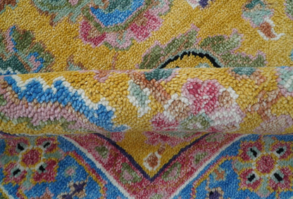 Hanoi Oriental Design Mustard Hand Knotted Wool Area Rug.