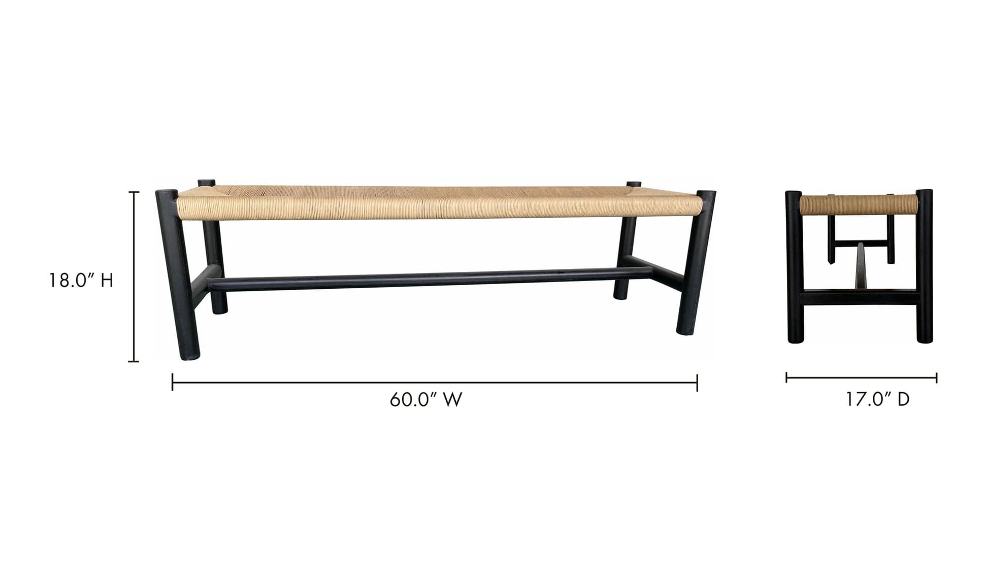 The Carpentry Shop Co. Hawthorn Large Bench Black Hawthorn Large Bench Black
