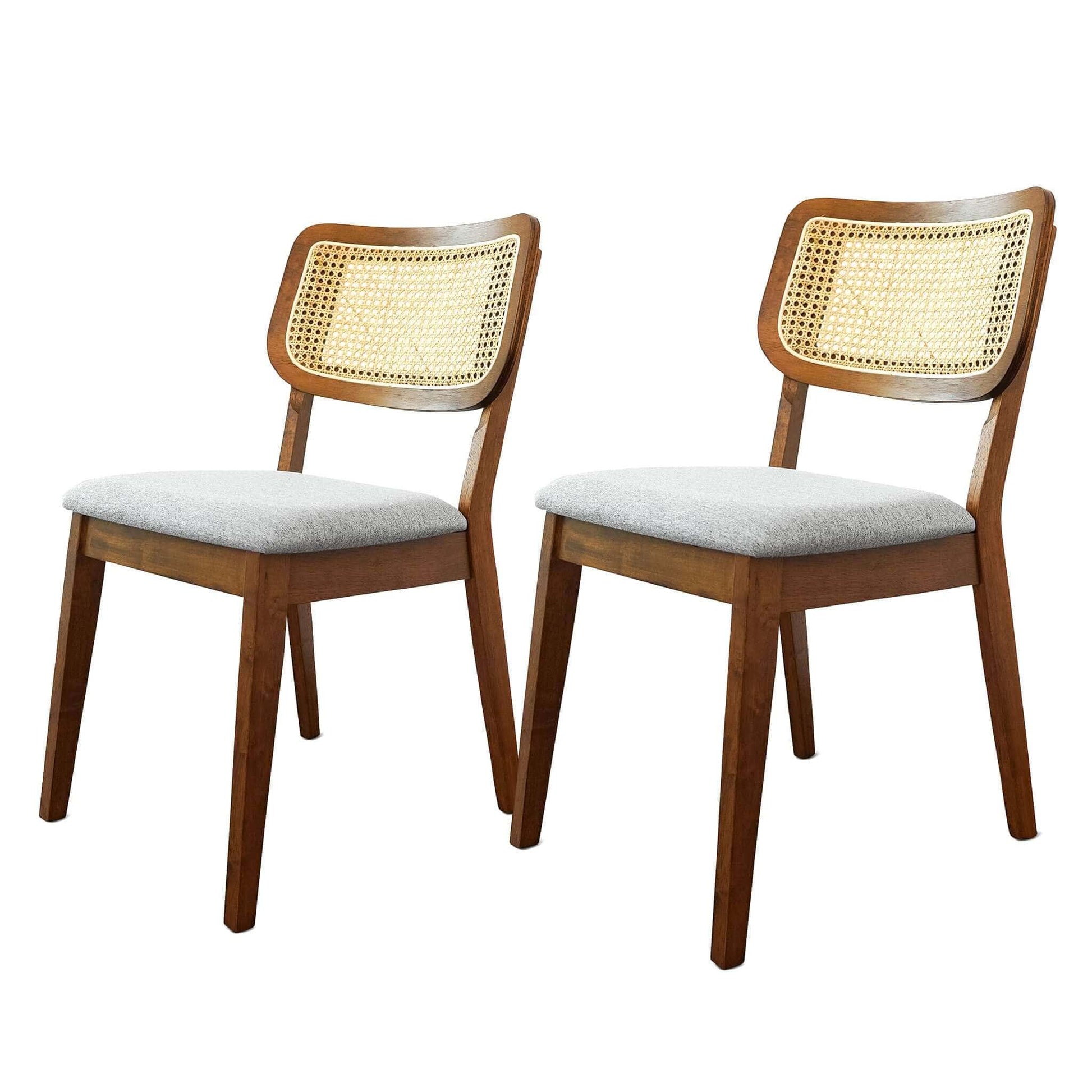 ashcroftfurniture.com Hazel Mid-Century Modern Grey Linen Fabric Solid Wood Dining Chair(Set of 2)