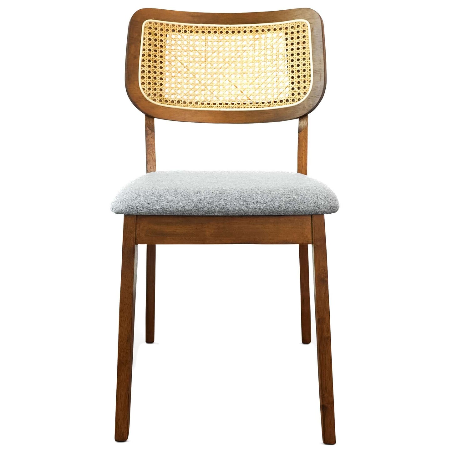 ashcroftfurniture.com Hazel Mid-Century Modern Grey Linen Fabric Solid Wood Dining Chair(Set of 2)