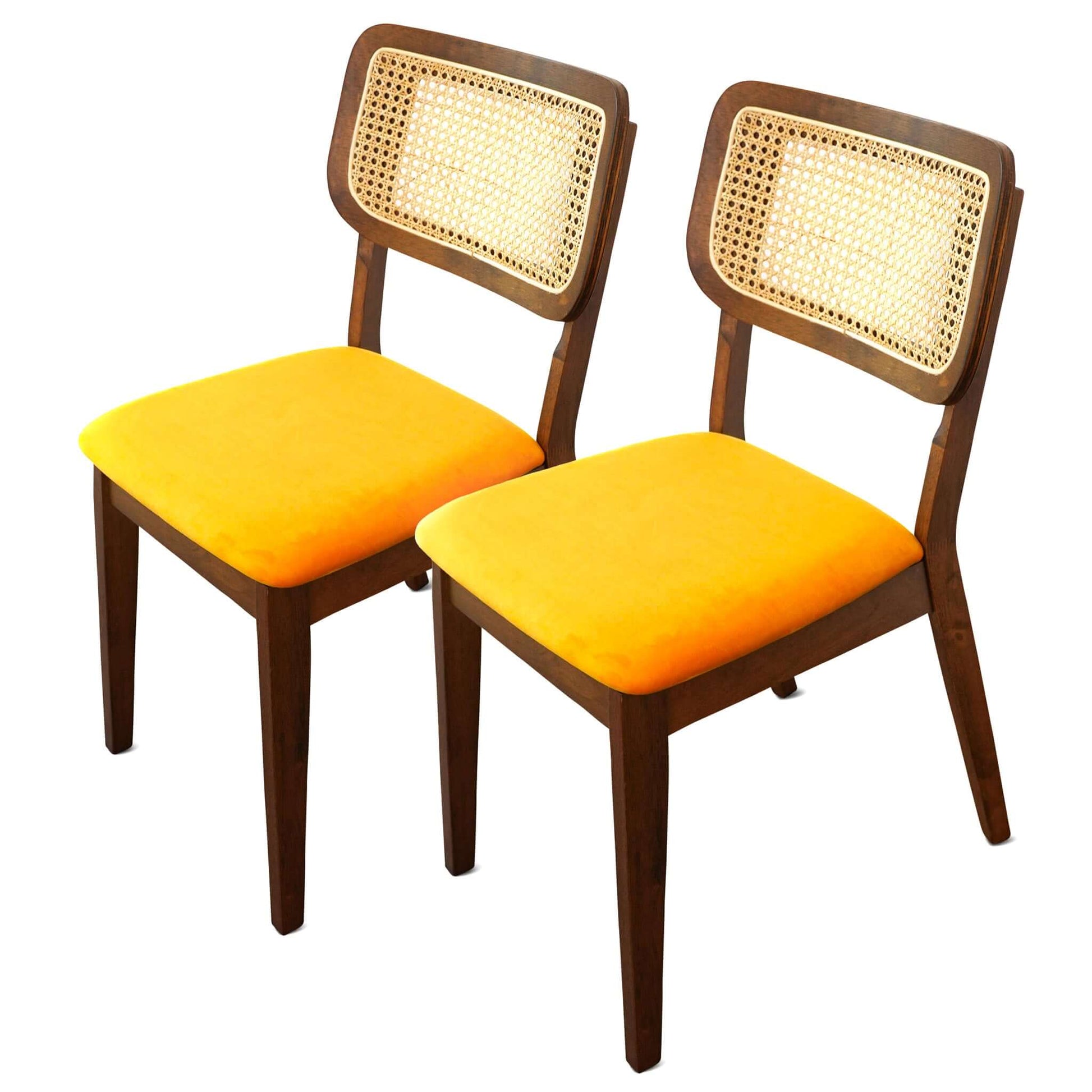 ashcroftfurniture.com Hazel Mid-Century Modern Orange Velvet Solid Wood Dining Chair(Set of 2)
