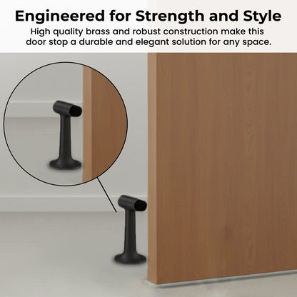 Heavy Duty 6″ Floor-Mount Door Stop – Solid Brass, Commercial Grade (Matte Black).