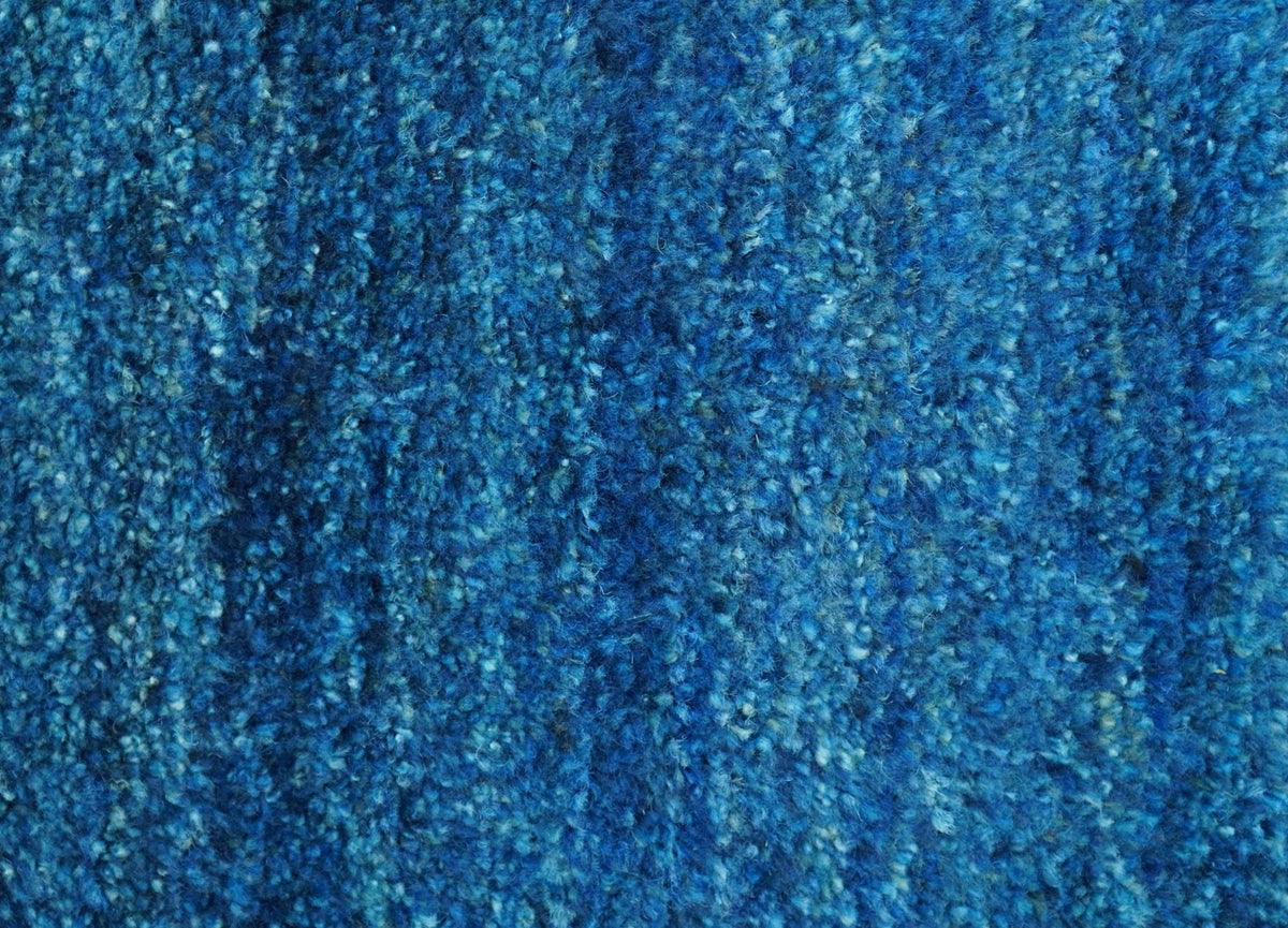 High Pile Blue Hand knotted Contemporary Custom Made Solid Afghan wool Area Rug.