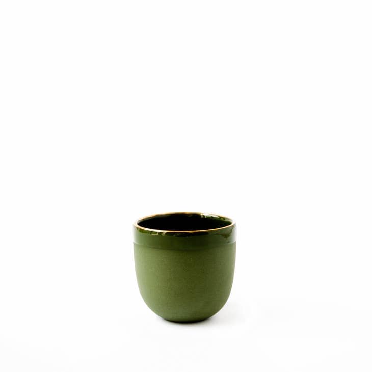 Ethical Trade Co Home Green / Espresso Cup / Gold Rim Handmade Ukrainian Porcelain Cups