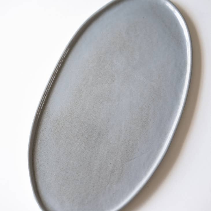 Ethical Trade Co Home Medium / Grey Sky / Plain Handmade Ukrainian Porcelain Serving Platter