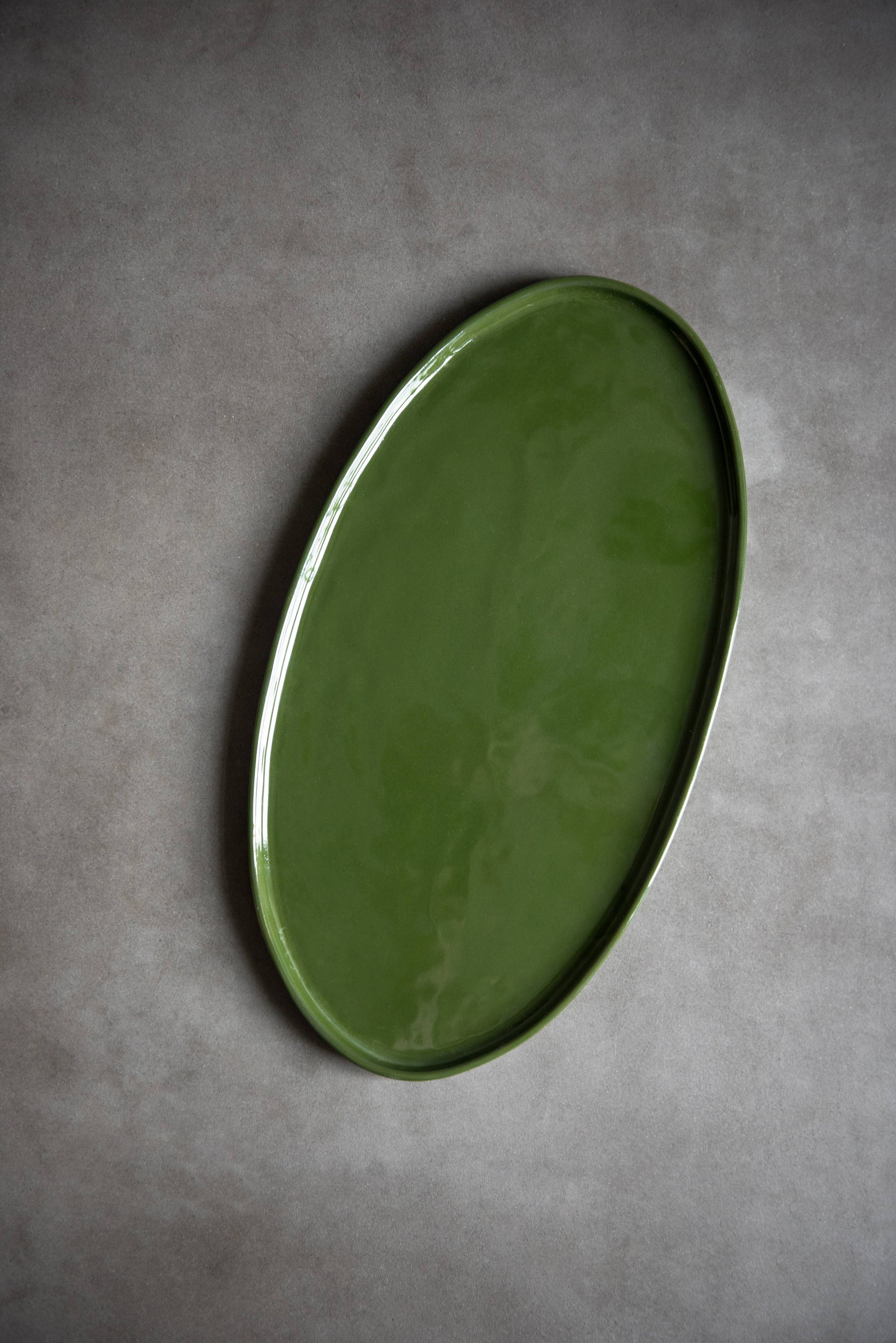 Ethical Trade Co Home Large / Green / Plain Handmade Ukrainian Porcelain Serving Platter