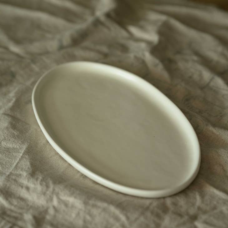 Ethical Trade Co Home Medium / White Matte Handmade Ukrainian Stoneware Oval Serving Platter