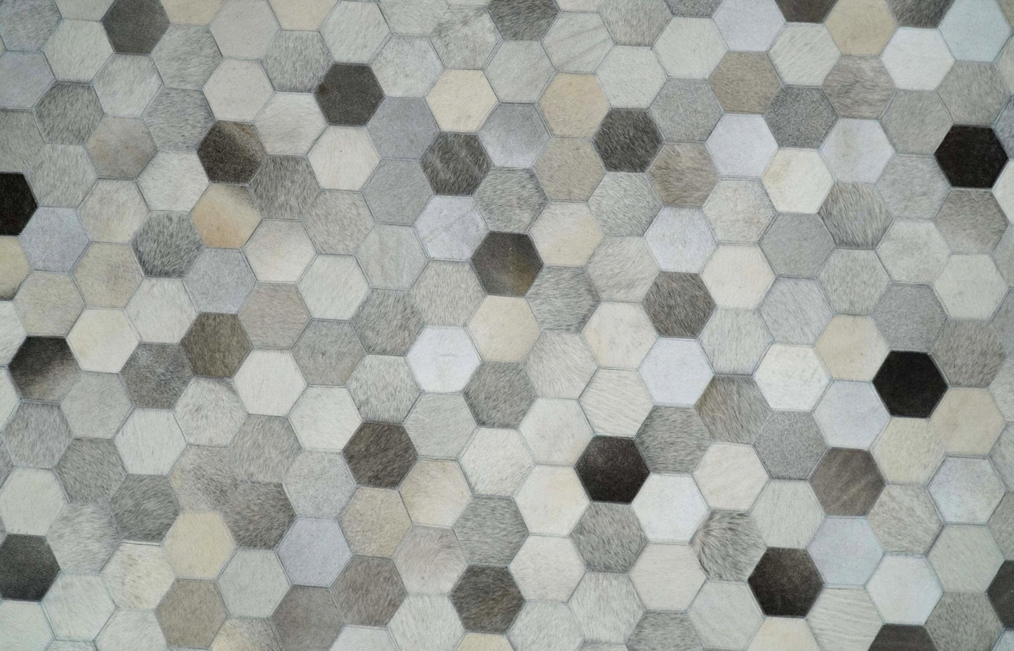 The Rug Decor Home & Living Cowhide Leather Patchwork Silver and Ivory Leather Modern Geometric Custom Made Rug Cowhide Leather Patchwork Silver and Ivory Leather Modern Geometric Custom Made Rug