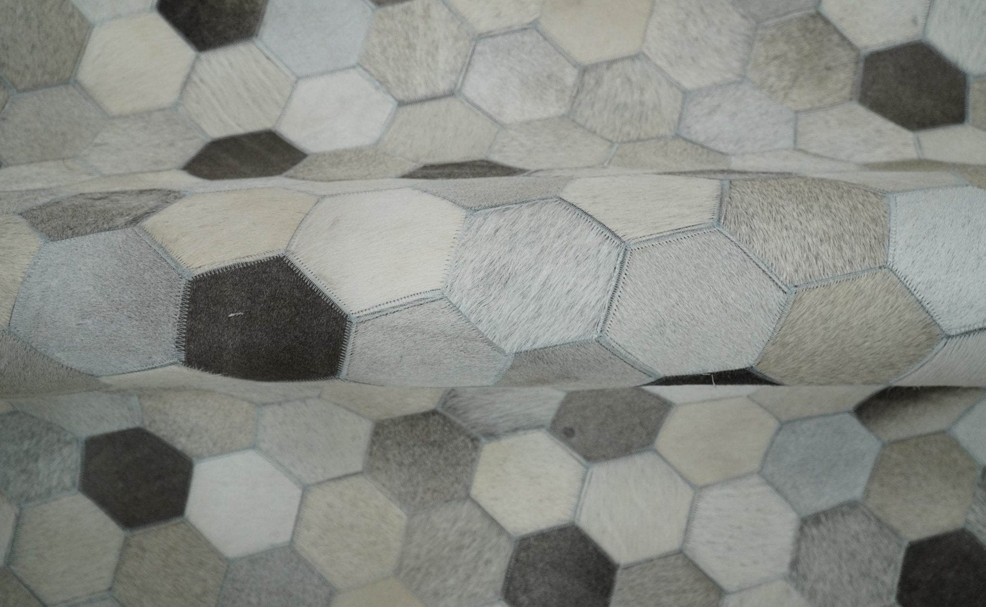 The Rug Decor Home & Living Cowhide Leather Patchwork Silver and Ivory Leather Modern Geometric Custom Made Rug Cowhide Leather Patchwork Silver and Ivory Leather Modern Geometric Custom Made Rug