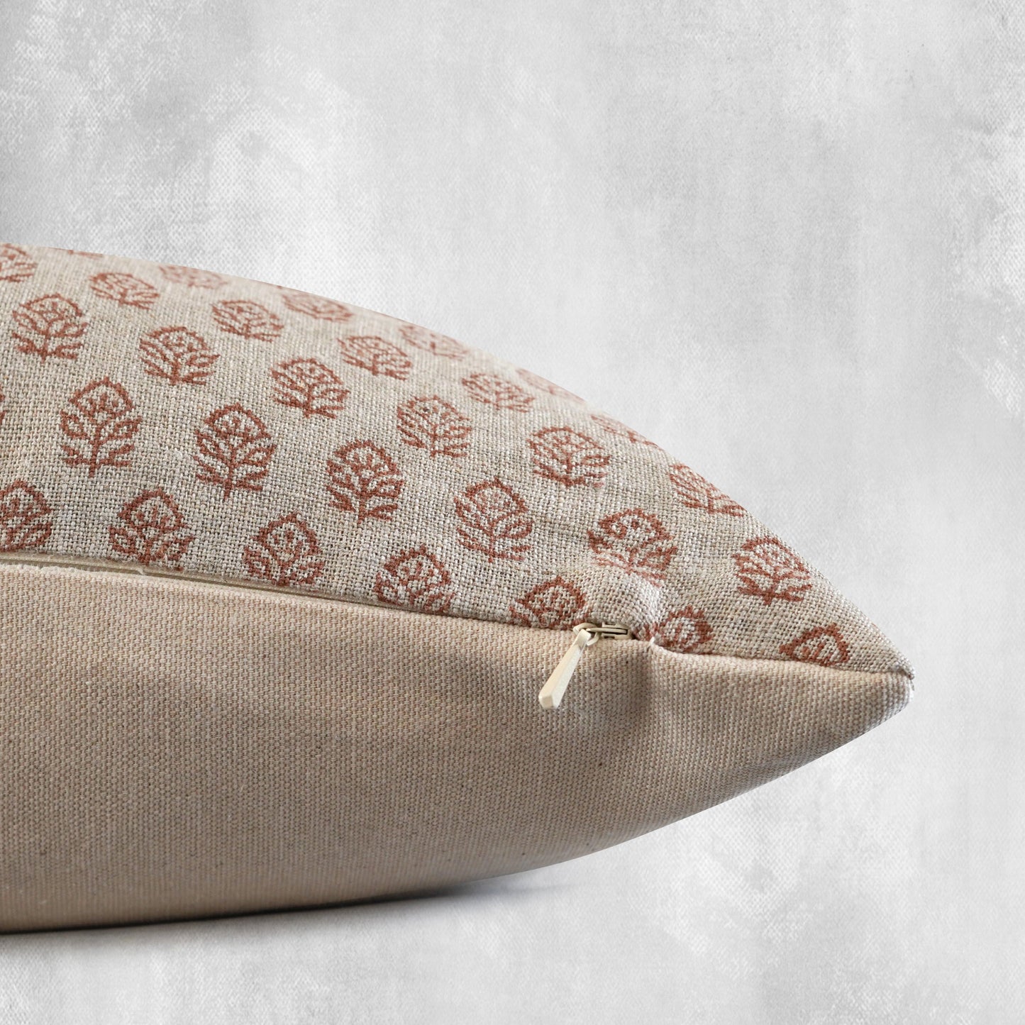 RuffledThread Home & Living > Home Décor > Decorative Pillows 14 in X 20 in ADELOLA- Indian Hand Block Linen Lumbar Pillow cover