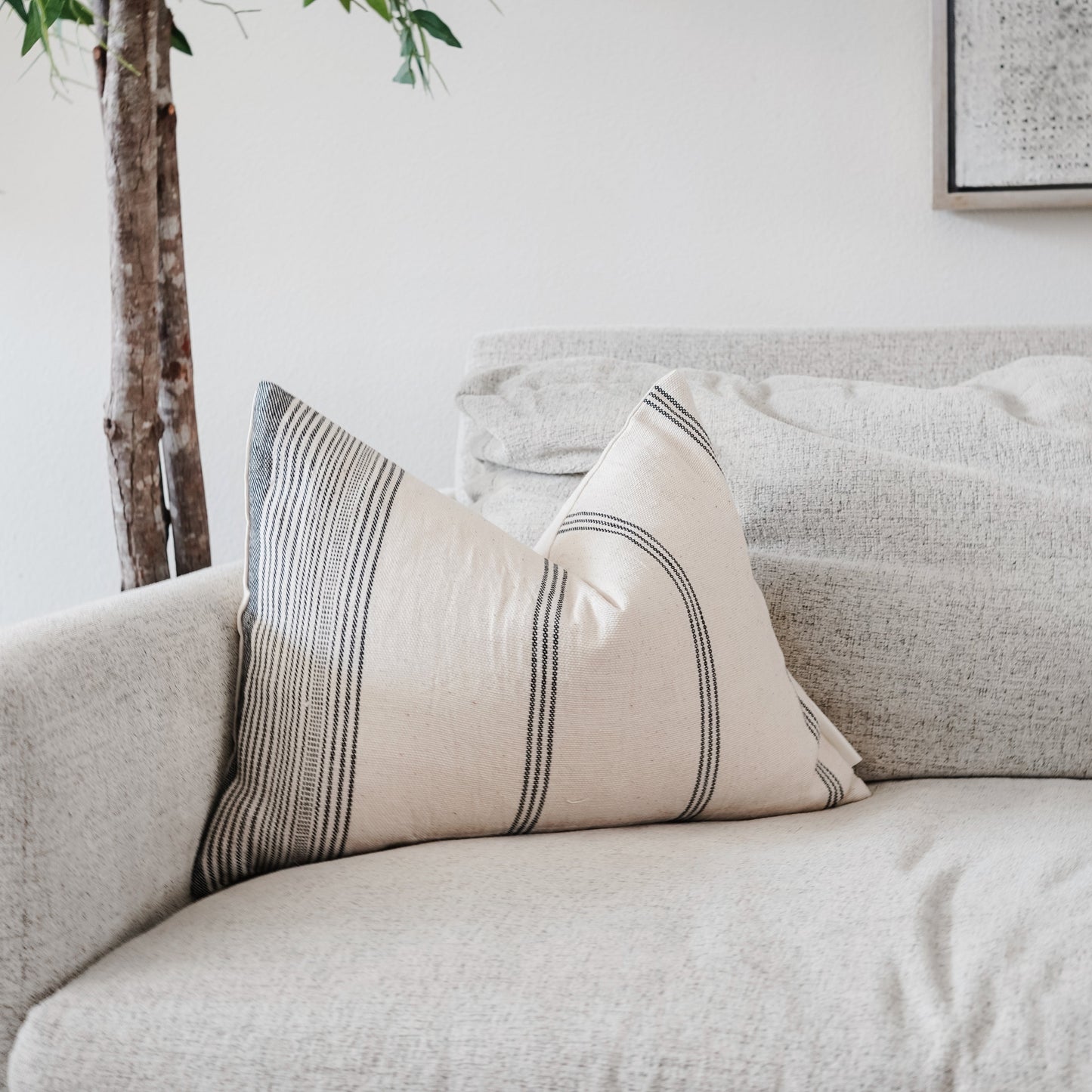 RuffledThread Home & Living > Home Décor > Decorative Pillows AKINYEMI- Woven Cotton Lumbar Throw Pillow Cover