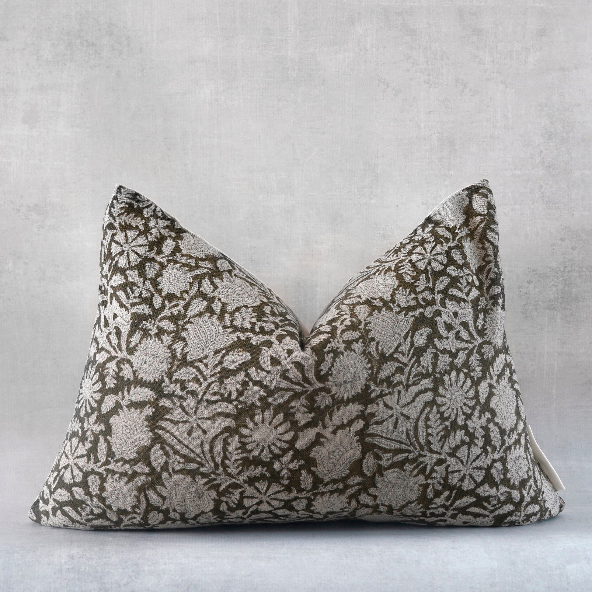 RuffledThread Home & Living > Home Décor > Decorative Pillows 14 in X 20 in BALOGUN-Indian Hand Block Linen Lumbar Pillow cover