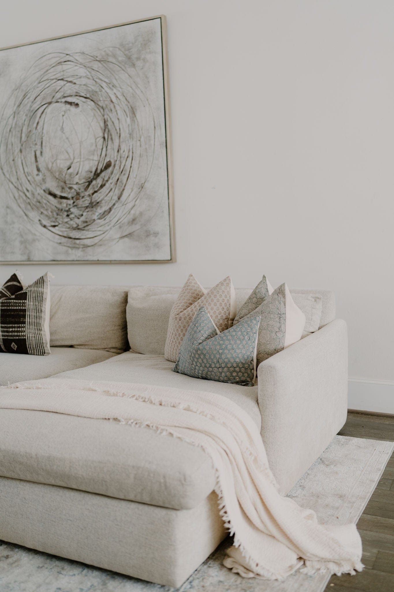 RuffledThread Home & Living > Home Décor > Decorative Pillows 14 in X 20 in ITORO-Indian Hand Block Linen Lumbar Pillow cover
