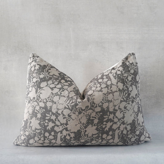 RuffledThread Home & Living > Home Décor > Decorative Pillows 14 in X 20 in KADUNA-Hand Block Linen Lumbar Pillow cover