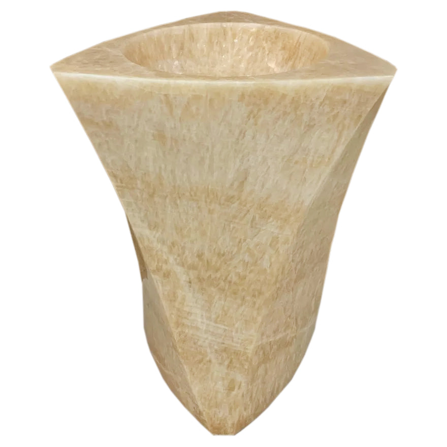 Honey Onyx Designer Pedestal Stand-Alone Sink (W)21.5" (L)23" (H)34".