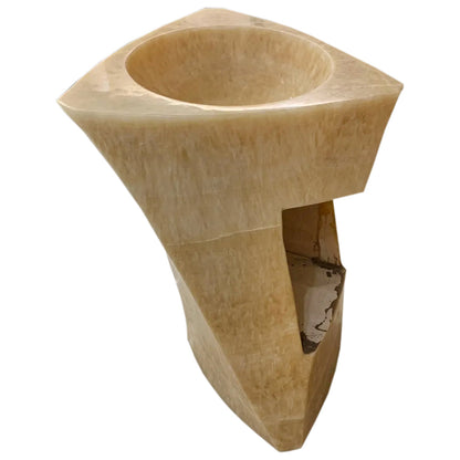 Honey Onyx Designer Pedestal Stand-Alone Sink (W)21.5" (L)23" (H)34".