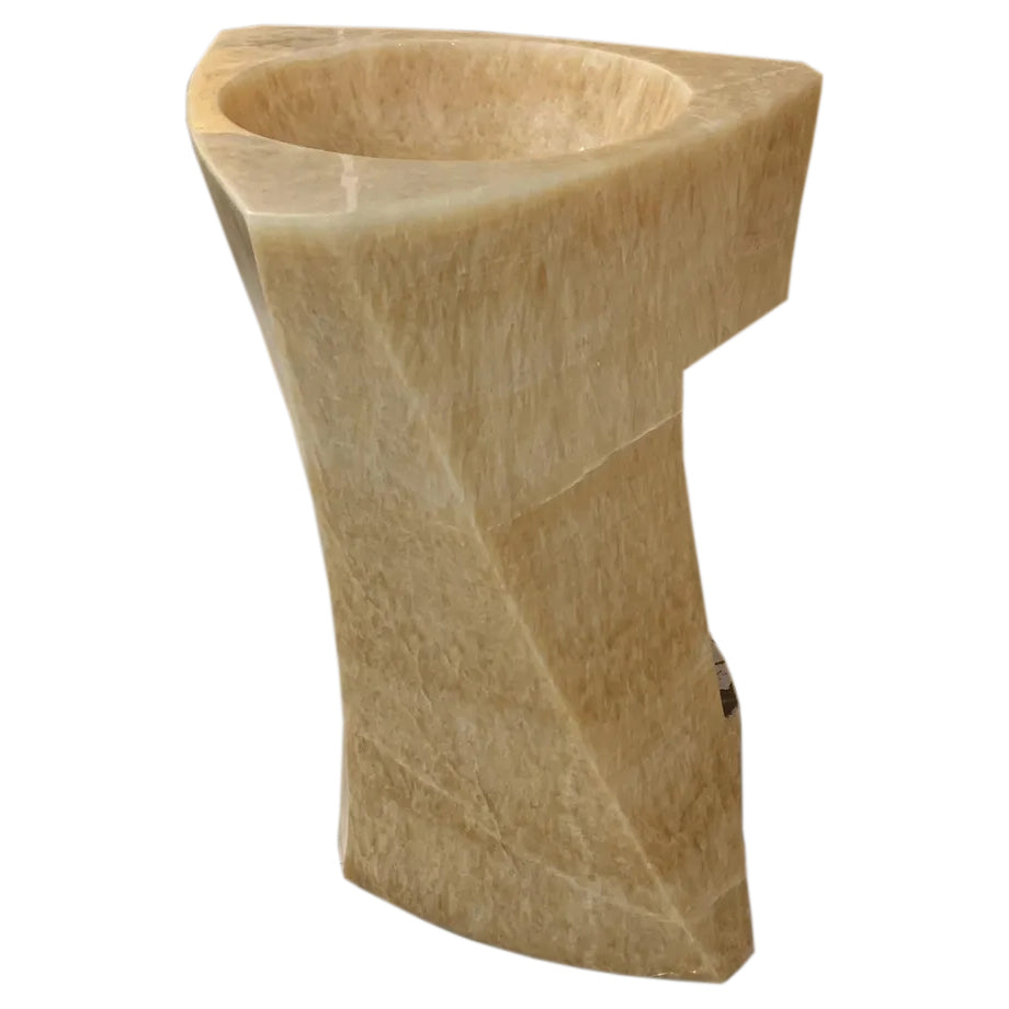 Honey Onyx Designer Pedestal Stand-Alone Sink (W)21.5" (L)23" (H)34".