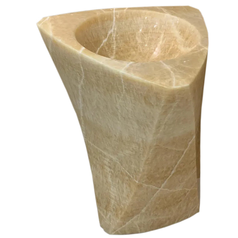 Honey Onyx Designer Pedestal Stand-Alone Sink (W)21.5" (L)23" (H)34".
