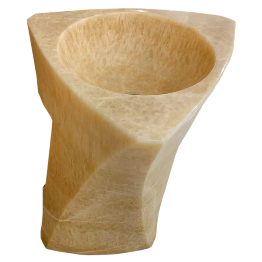 Honey Onyx Designer Pedestal Stand-Alone Sink (W)21.5" (L)23" (H)34".