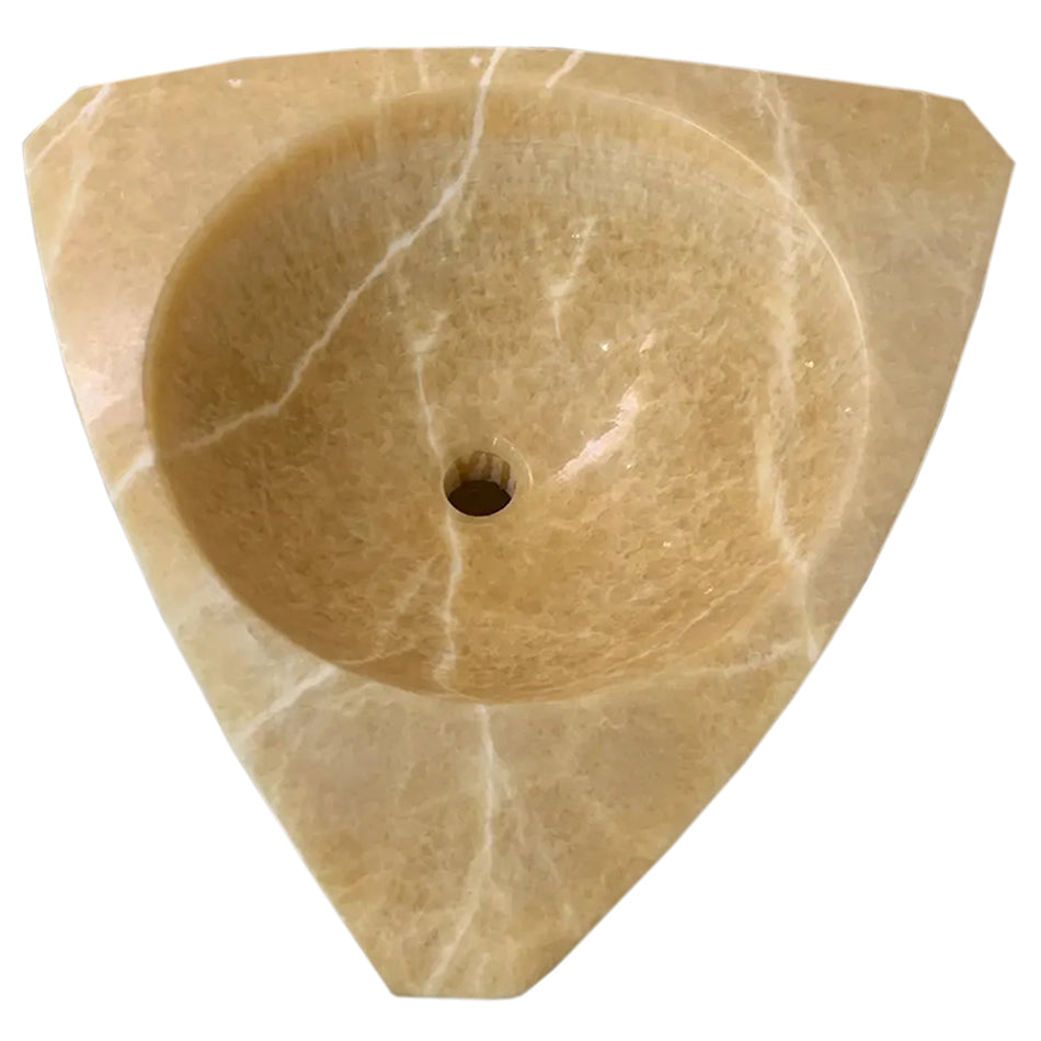 Honey Onyx Designer Pedestal Stand-Alone Sink (W)21.5" (L)23" (H)34".