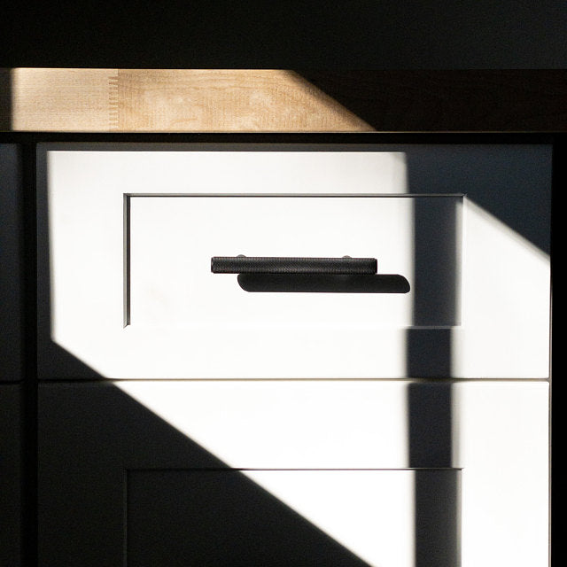 Knurled Matte Black Solid "Texture" Drawer Pulls and Knobs.