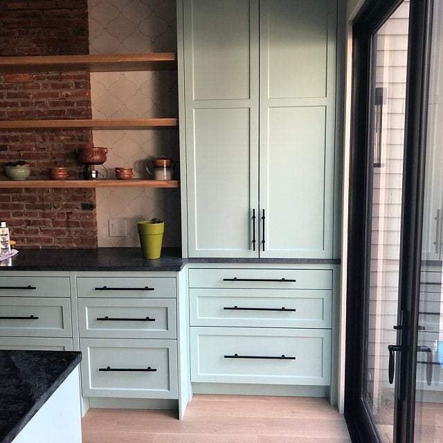 Lew's Square Bar Cabinet Knobs and Handles in Matte Black.